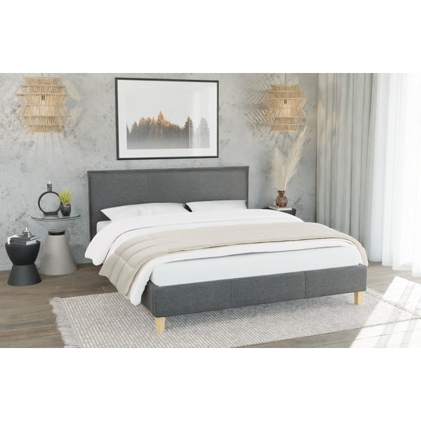 Tumehall polsterdatud kaheinimesevoodi koos voodipõhjaga 160x200 cm Tina - Ropez-image-3