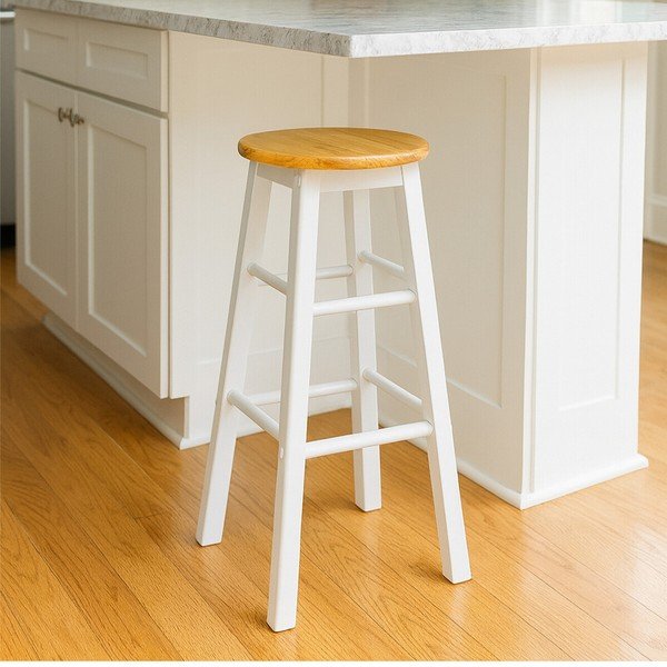 Valge/naturaalsest kautšukipuidust baaritool (istme kõrgus 74 cm) Chester - Premier Housewares-image-3