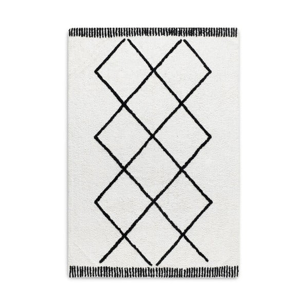 Černobílý ručně tkaný koberec z bavlny HF Living Morocco Safi, 140 x 200 cm