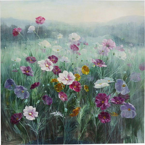 Käsitsi maalitud elementidega maal 120x120 cm Pastell Flowers – Kare Design