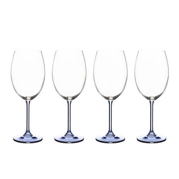Sada 4 sklenic na víno ze modrého křišťálového skla Bitz Fluidum, 450 ml