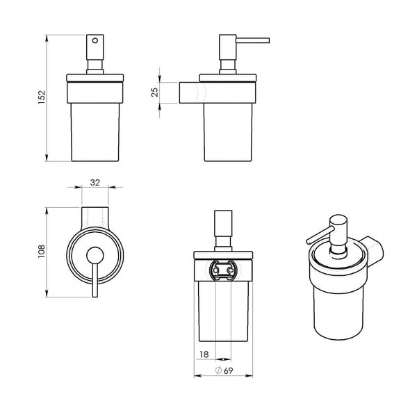 Valge-kuldne seinale paigaldatav klaasist seebidosaator 110 ml Gedy Pirenei - Sapho-image-2