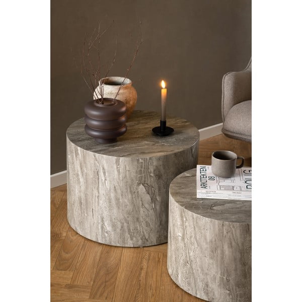 Hallid ümmargused kividekooriga diivanilauad 2 tk ø 58 cm Dice - Actona-image-1