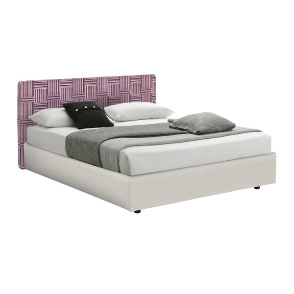 Fialovobílá dvoulůžková postel s úložným prostorem 13Casa Ninfea, 160 x 190 cm