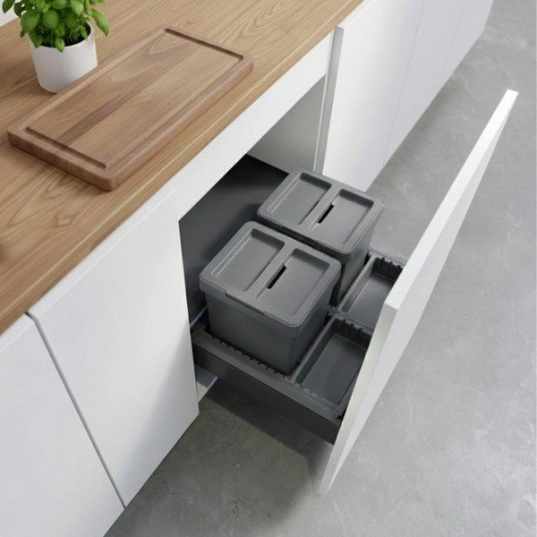 Hall plastprügikast 2x12 l sorteeritud jäätmete jaoks/sisseehitatud Metropolis Flip-up - Elletipi-image-1