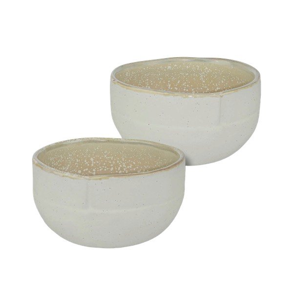 Valge-beeži värvi kausid 2 tk komplektis kivist ø 10 cm Sand Grain - Mette Ditmer Denmark