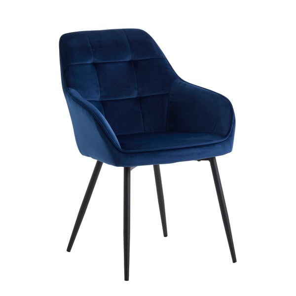 Tumesinised käetugedega sametist söögitoolid 2tk komplektis Nolan Square - Unique Furniture