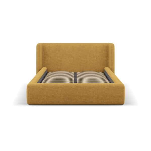 Kollane polsterdatud kaheinimesevoodi, koos panipaiga ja restiga 200x200 cm Jason – Windsor & Co Sofas-image-3