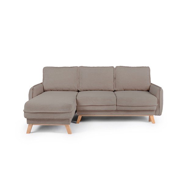 Taupe-pruuni värvi velvetist diivanvoodi/nurgadiivan panipaigaga Tori - Bonami Selection