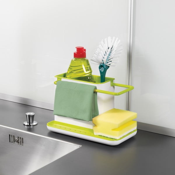Valge ja roheline köögipesuvahendi taldrik Caddy Sink Tidy - Joseph Joseph-image-1