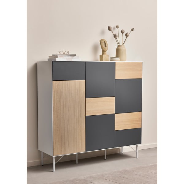 Tammedekooriga antratsiitne kõrge kummut 136x133 cm Edge by Hammel - Hammel Furniture-image-1