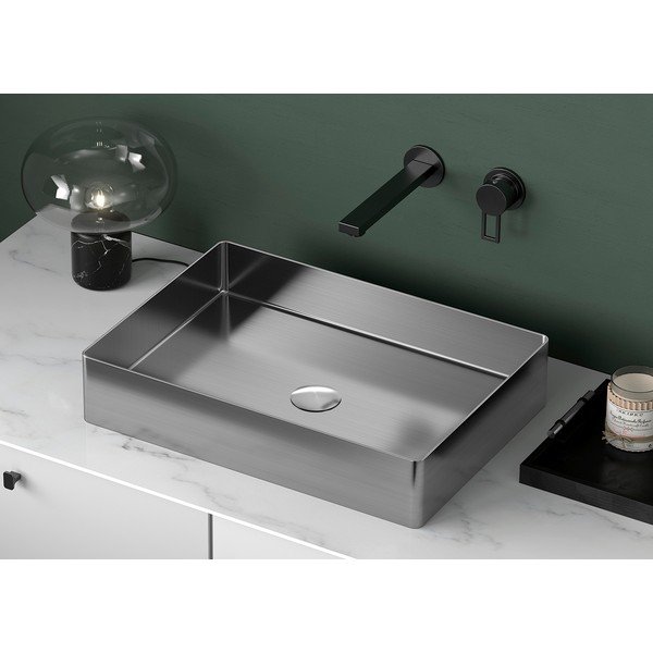 Hõbe roostevabast terasest valamu 50x35 cm Aurum - Sapho-image-1