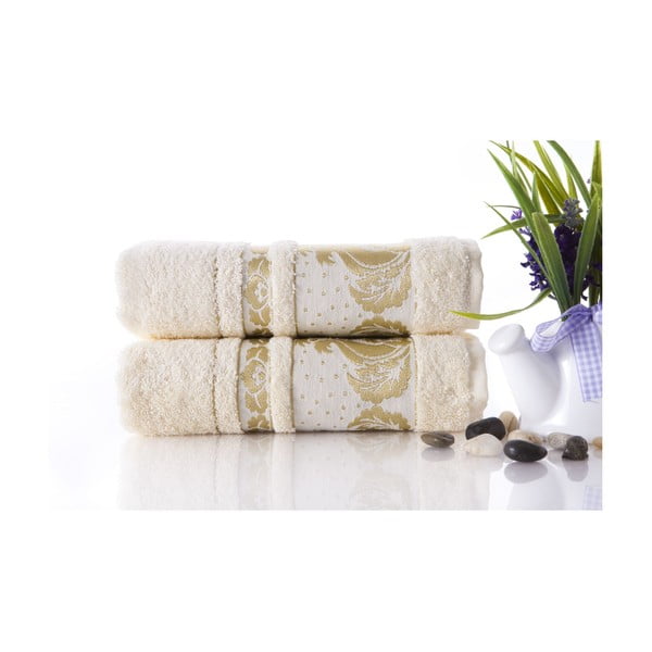 Set dvou ručníků Antik Gold Cream, 50x90 cm