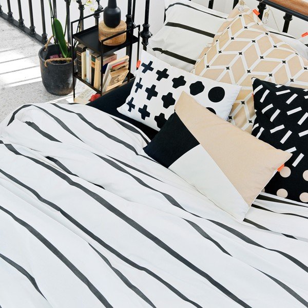 Must-valge/pruun puuvillane tekikott 140x200 cm Blush sand – Blanc-image-3