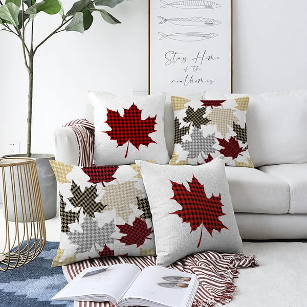 4 šenillist padjapüüride komplekt Leaves, 55 x 55 cm - Minimalist Cushion Covers