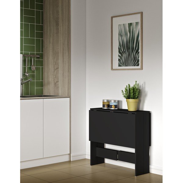 Kokkupandav söögilaud musta lauaplaadiga 76x28 cm Papillon - TemaHome-image-1