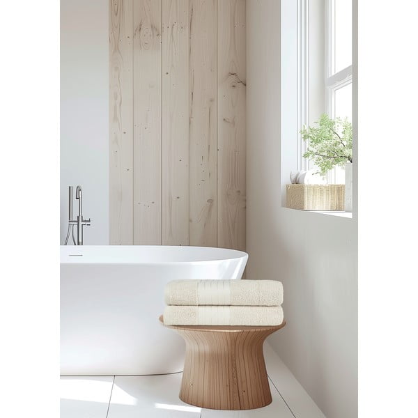 Beežid puuvillased froteerätikud 2 tk komplektis 70x140 cm – Good Morning-image-1