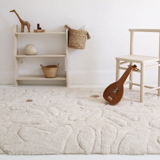 Kreem käsitsi kootud puuvillane pestav laste vaip 120x180 cm Gentle Flora - Nattiot