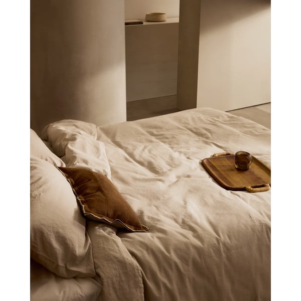 Hallikasbeež linaseguga pikendatud voodipesu üheinimesevoodile 150x220 cm Simmel - Kave Home-image-1