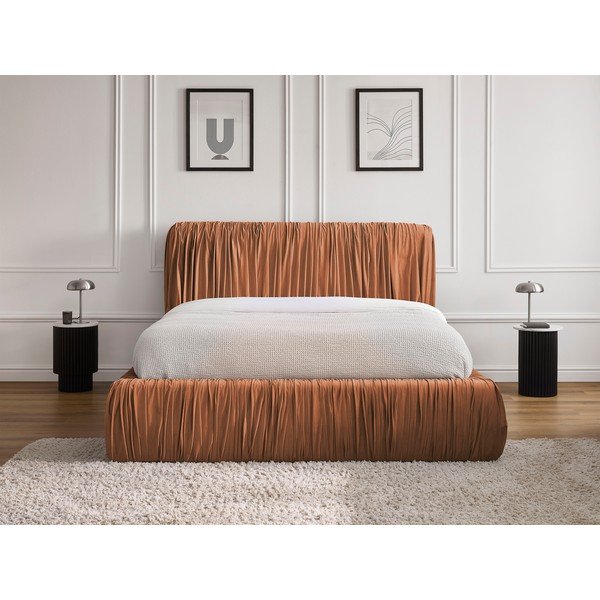 Oranž polsterdatud kaheinimesevoodi koos panipaigaga 180x200 cm Blair - Bobochic Paris-image-1