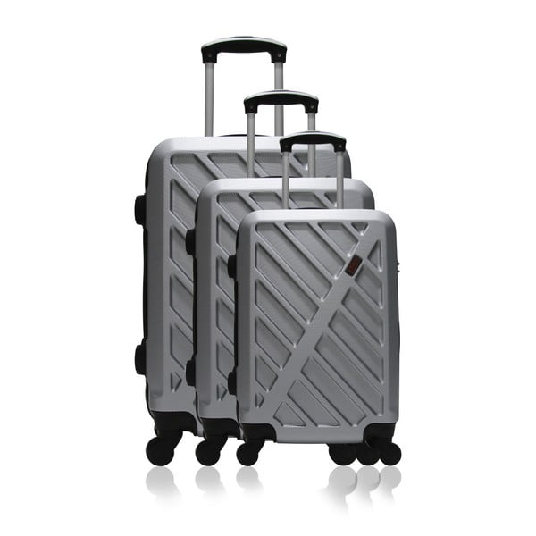 Sada 3 šedých cestovních kufrů na kolečkách Hero Roma