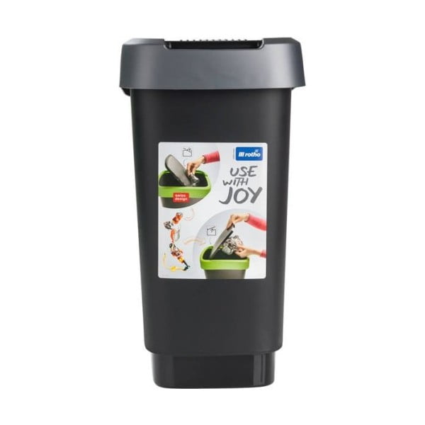 Taaskasutatud plastist prügikast hõbemust 10 l Twist - Rotho-image-2