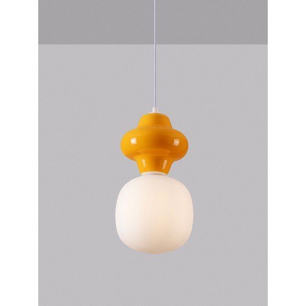 Valge/oranž keraamiline ripplamp klaasist varjuga, ø 18 cm Clio - Nova Luce-image-2