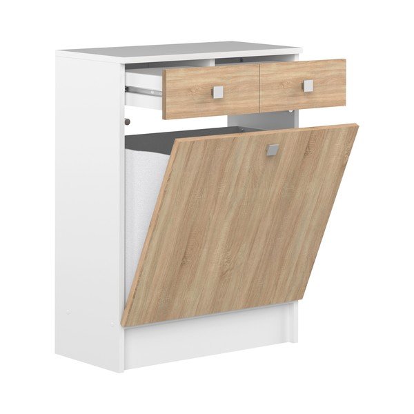 Valge madal vannitoakapp tammepuust 60x82 cm Combi - TemaHome-image-4