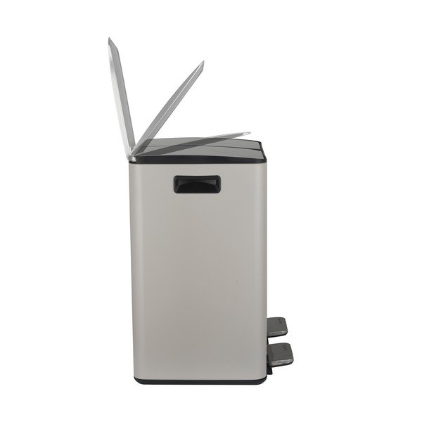 Hallikaspruun terasest prügikast 2x20 l sorteeritud jäätmete jaoks/pedaaliga Aliya - Spirella-image-4