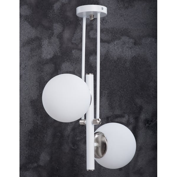 Hõbedane-valge klaasist varjuga rippvalgusti ø 15 cm Libra - Squid Lighting-image-3