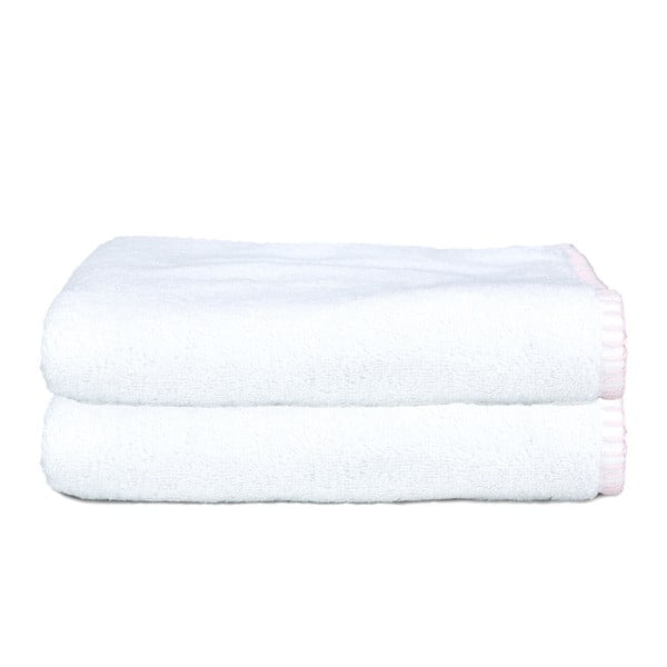 Sada 2 ručníků Whyte 50x90 cm, bílá/růžová