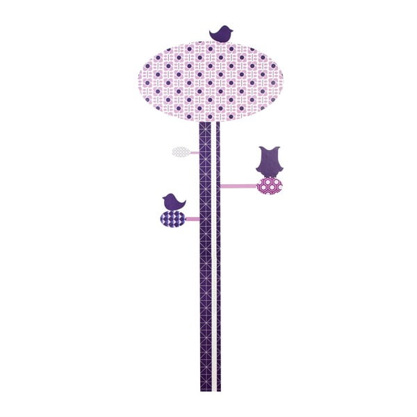Dětský fialový nástěnný metr Sebra Lilac Tree, až do výšky 130 cm
