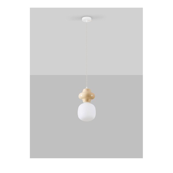 Valge/kreemikas keraamiline ripplamp klaasist varjuga, ø 18 cm Clio - Nova Luce-image-3