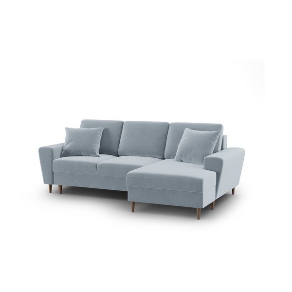 Helesinine sametist panipaigaga nurgadiivanvoodi (parem nurk) Kyoto - Cosmopolitan Design-image-1