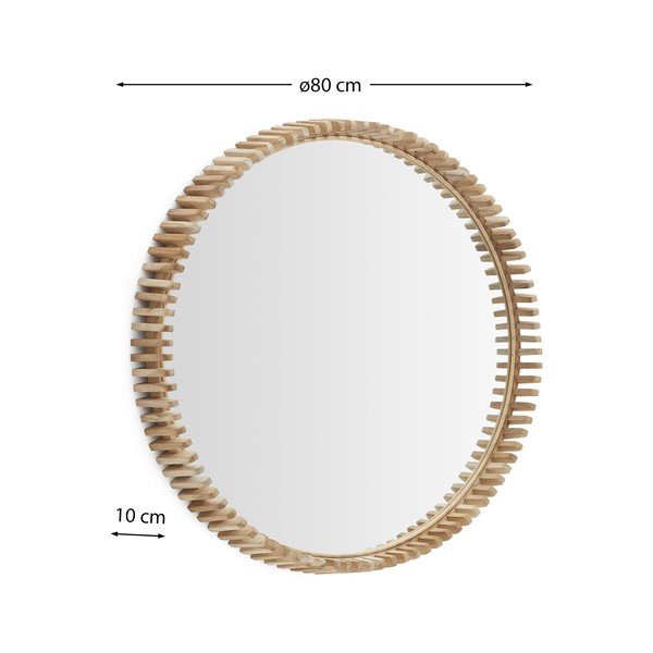 Puitraamiga seinapeegel ø 80 cm Polke - Kave Home-image-4