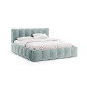 Helesinine polsterdatud kaheinimesevoodi panipaigaga ja liistudest raamiga 180x200 cm Lupine - Micadoni