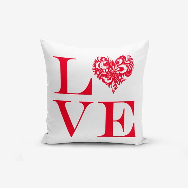 Povlak na polštář s příměsí bavlny Minimalist Cushion Covers Love Red, 45 x 45 cm