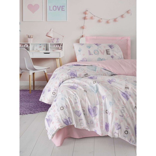 Roosa laste voodipesu üheinimesevoodile 200x140 cm Lovella - Mijolnir