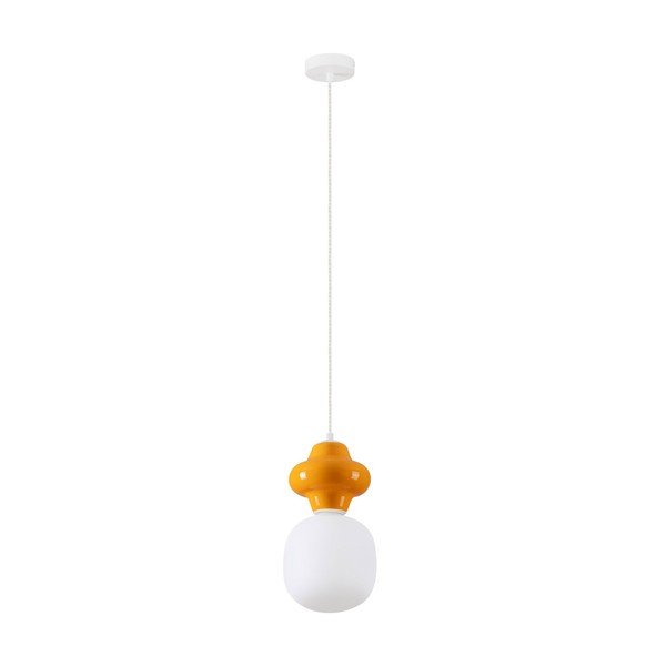 Valge/oranž keraamiline ripplamp klaasist varjuga, ø 18 cm Clio - Nova Luce