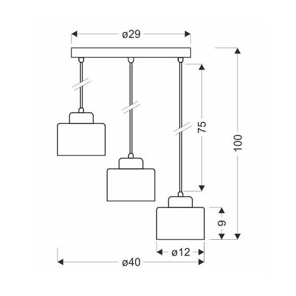 Mustast metallist rippvalgusti Wama - Candellux Lighting-image-1