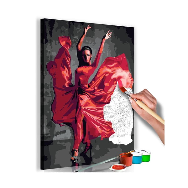 DIY set na tvorbu vlastního obrazu na plátně Artgeist Red Dress, 40 x 60 cm