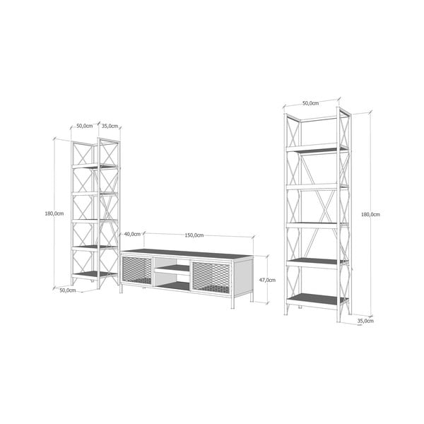 Antratsiitne/puiduvärvi TV-komplekt 150x47x40 cm Maxim – Kalune Design-image-4
