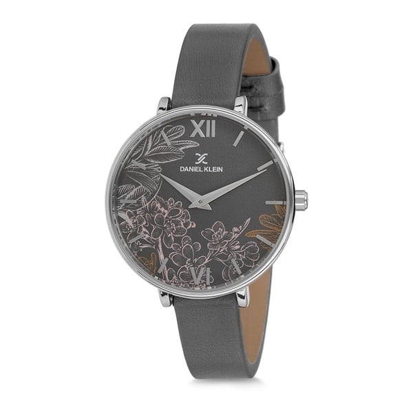 Dámské hodinky s šedým koženým řemínkem Daniel Klein Rockstar
