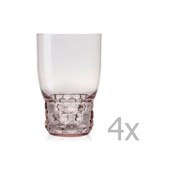 Sada 4 světle růžových sklenic Kartell Crystal Jellies, 400 ml