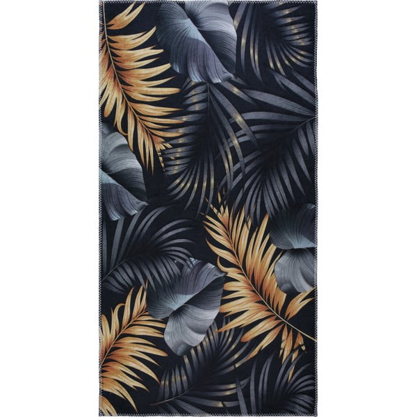 Tumesinine ja kuldne pestav vaip 80x150 cm Midnight Leaves - Vitaus