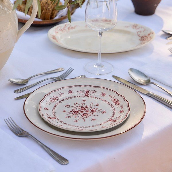 Punane/valge savinõust magustoidutaldrik ø 21 cm Vila - Costa Nova-image-1