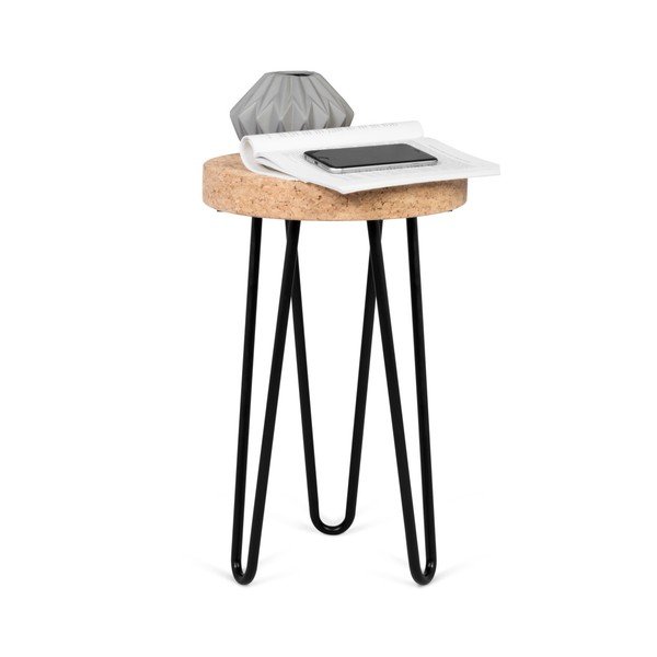 Černý příruční stolek s deskou z korku TemaHome Drum-image-4