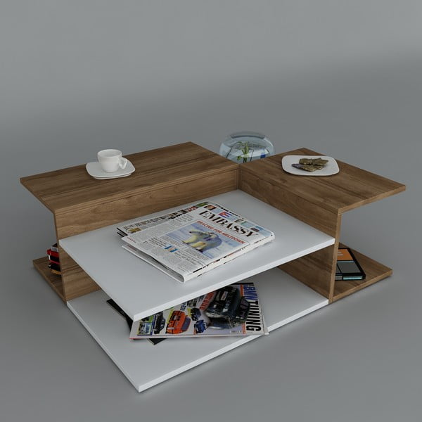 Konferenční stolek Friend Coffee White/Walnut, 95x31,8x75 cm