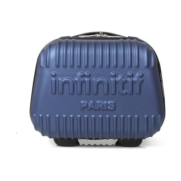 Modrý kosmetický kufřík s potiskem INFINITIF Paris, 12 l