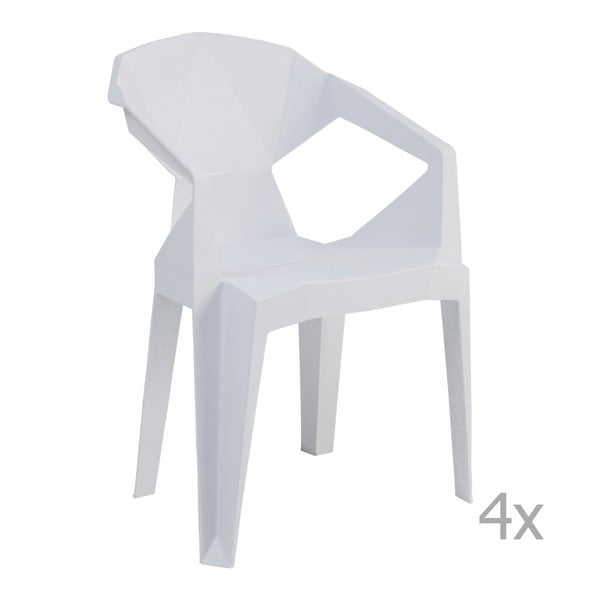 Sada 4 bílých zahradních židlí Kare Design Geometrial